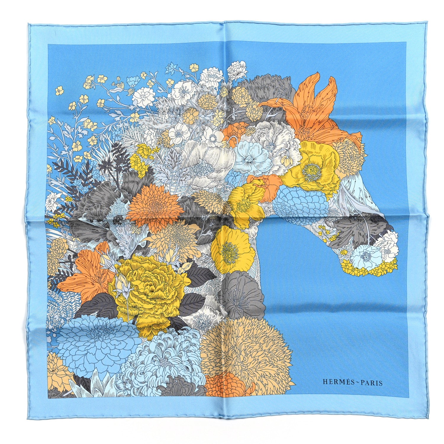 Hermes Silk Robe Legere Scarf 45 Bleu Orange Jaune 1 of 4