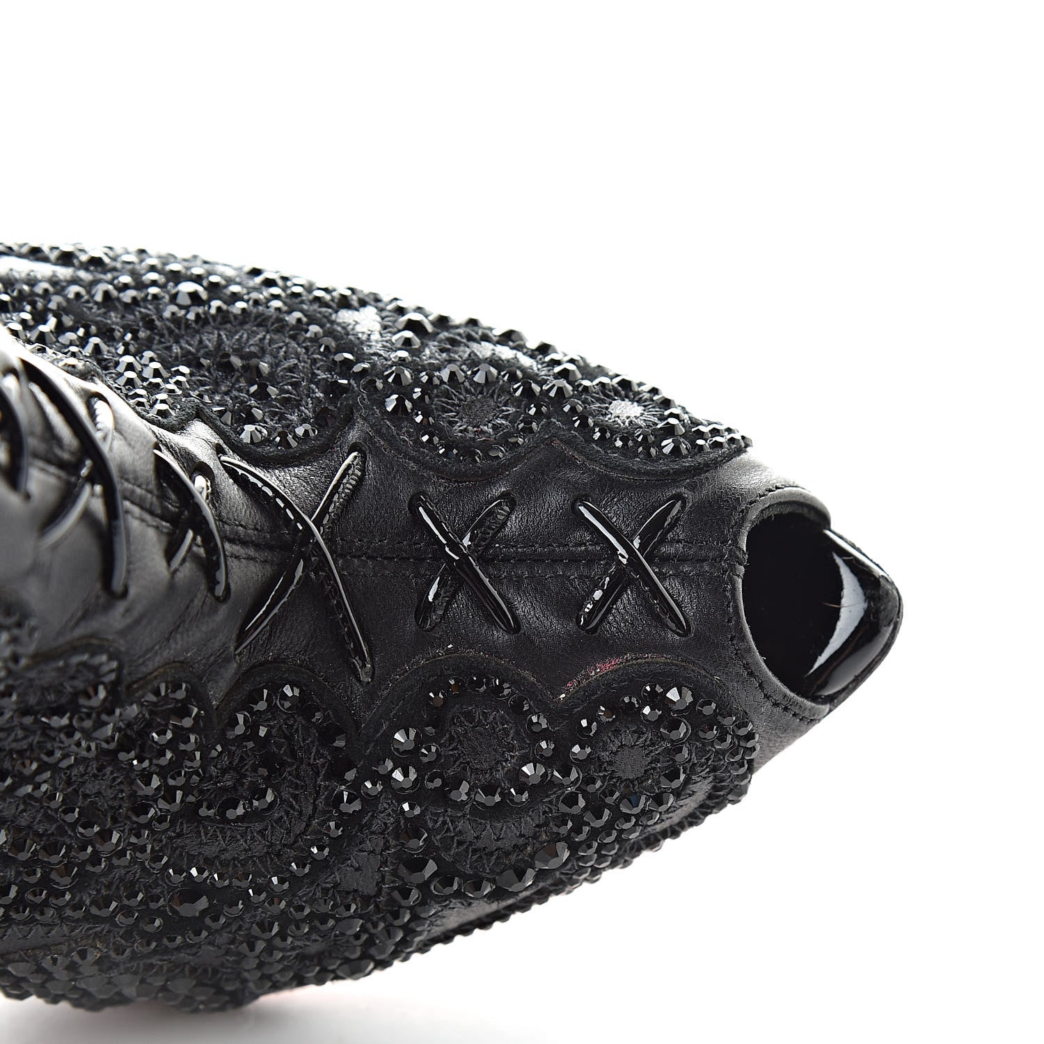 Christian Louboutin Calfskin Strass Rihanini 120 Booties 37 Black 10 of 11