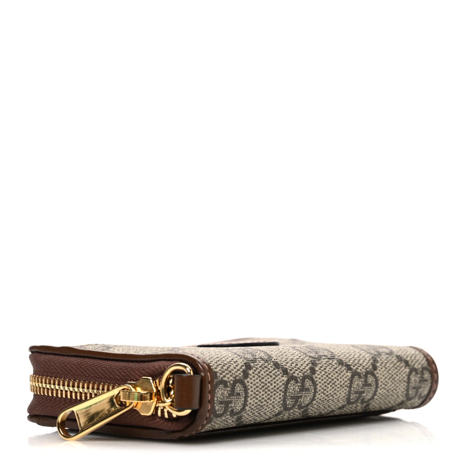 Gucci GG Supreme Monogram Azalea Calfskin Retro Interlocking G Compact Wallet Beige Ebony Brown Sugar 4 of 7