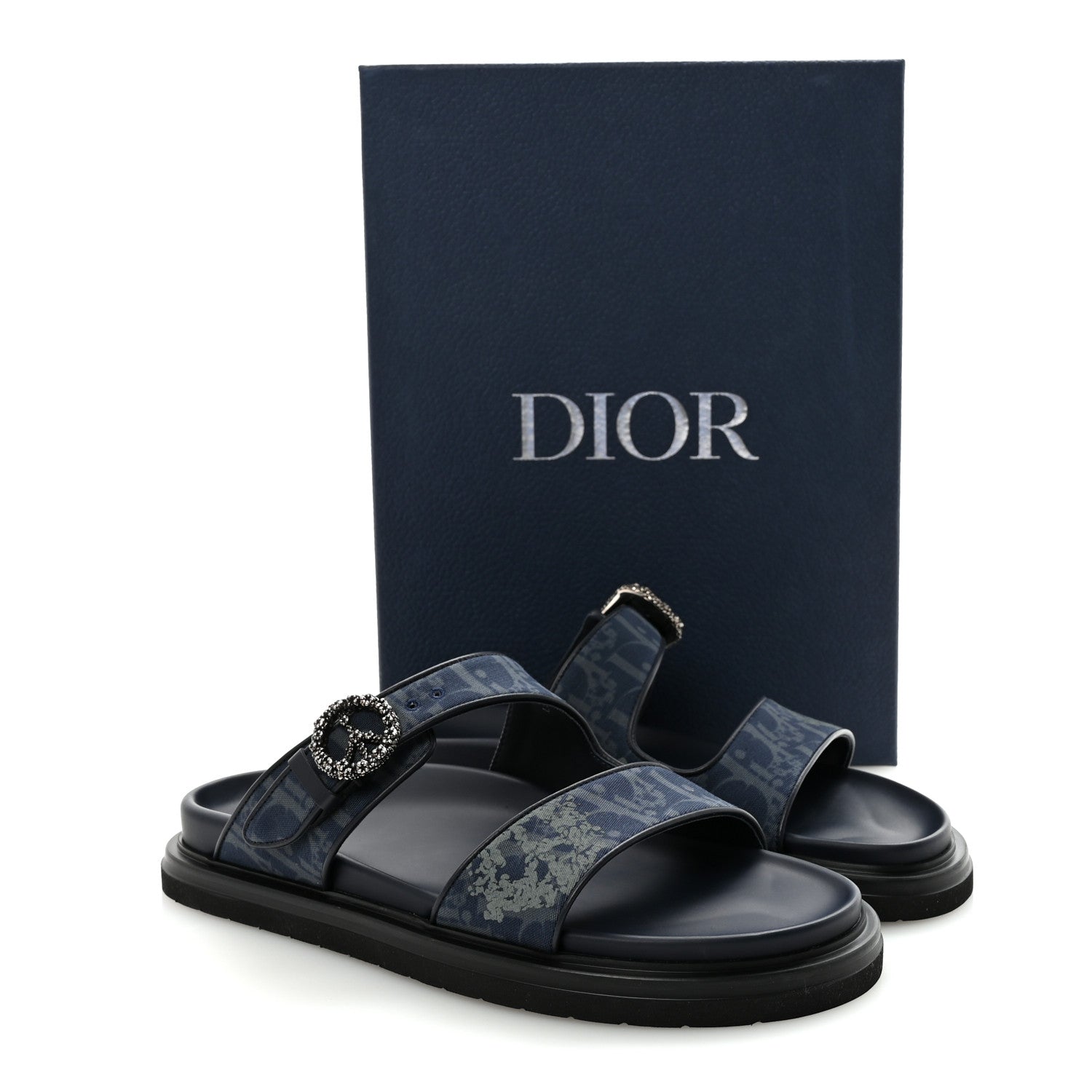 Christian Dior X DENIM TEARS Denim Calfskin Oblique Mens Sandals