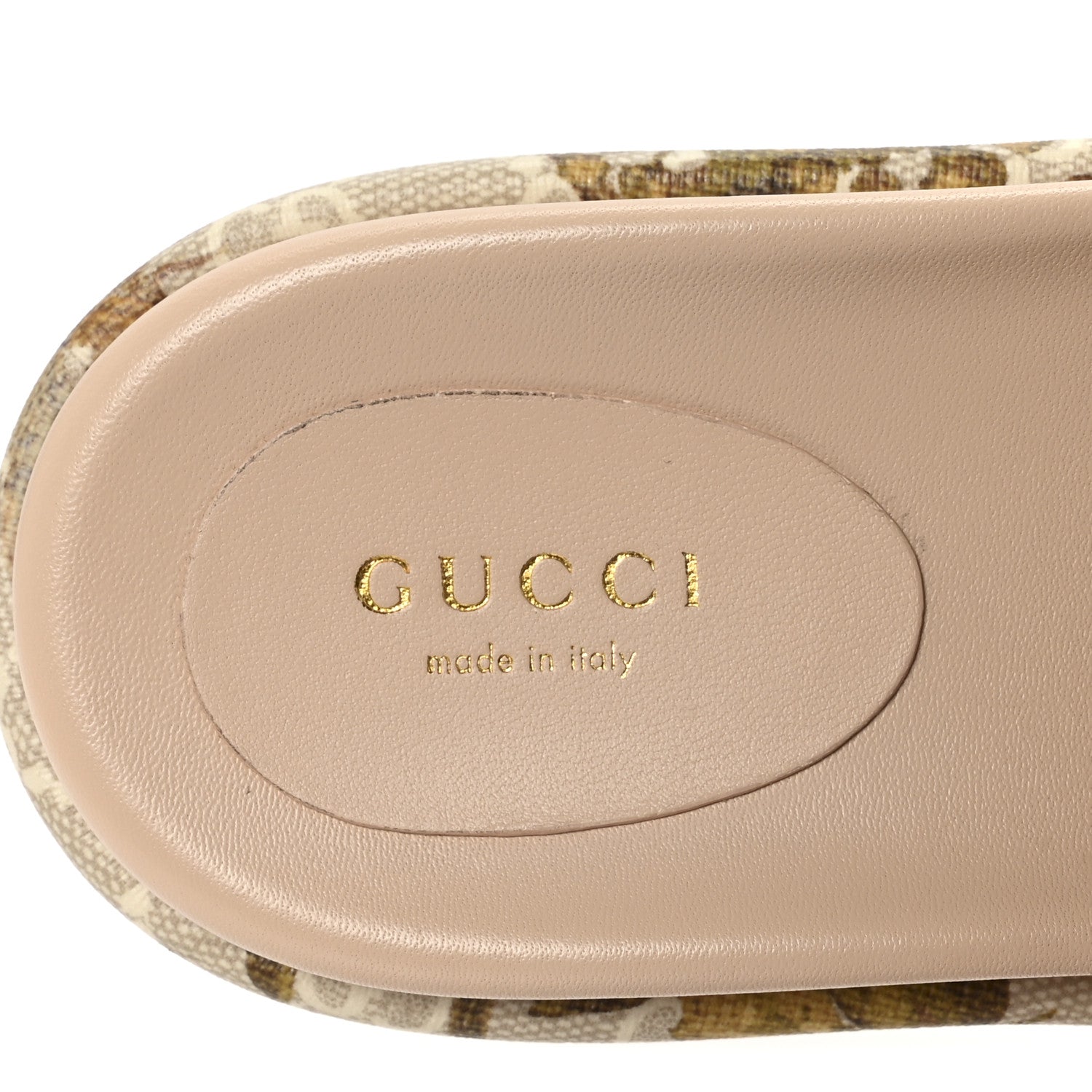 Gucci GG Supreme Monogram Water Flora Angelina Platform Slide Sandals 37.5 Beige White Multicolor 8 of 9