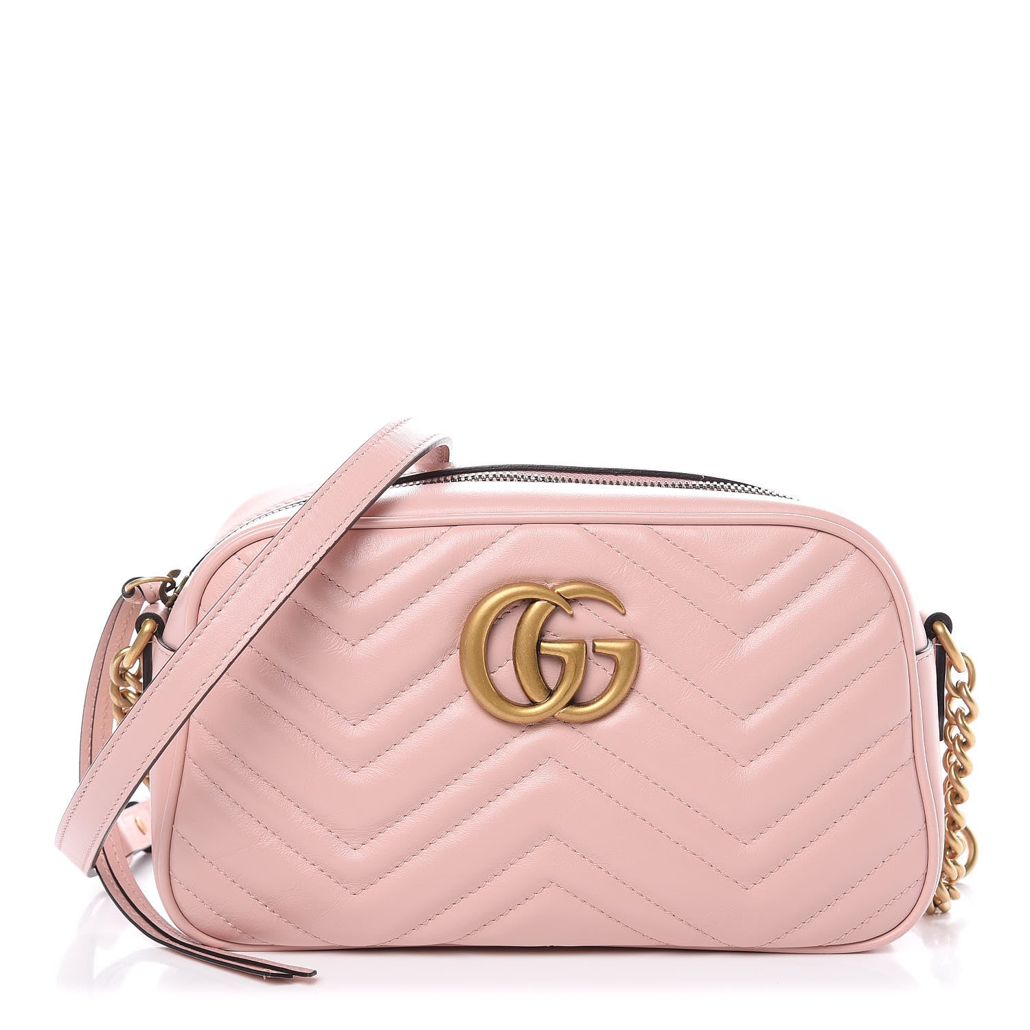 Gucci Calfskin Matelasse Small GG Marmont Chain Shoulder Bag Perfect Pink 1 of 9