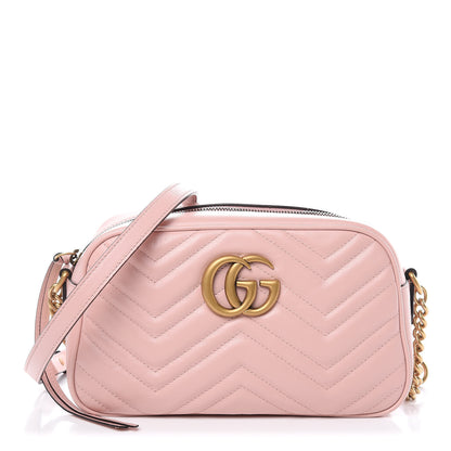 Gucci Calfskin Matelasse Small GG Marmont Chain Shoulder Bag Perfect Pink 1 of 9