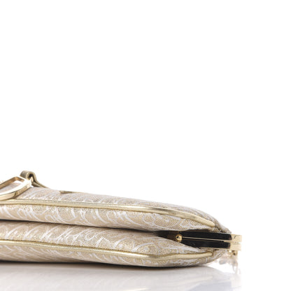 Christian Dior Jacquard Nylon Monogram Evening Frame Saddle Bag White Gold 8 of 10