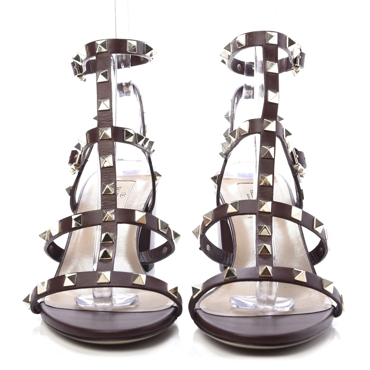 Calfskin Rockstud 60mm City Sandals 40 Light Brown
