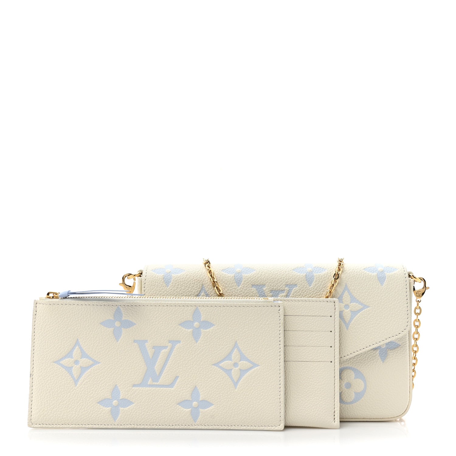 Louis Vuitton Empreinte Monogram Giant By The Pool Felicie Pochette Chain Wallet  Latte Candy Blue 3 of 12