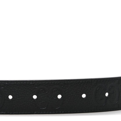 Gucci Piuma Calfskin Jumbo GG Embossed 35mm Belt 80 32 Black 3 of 5