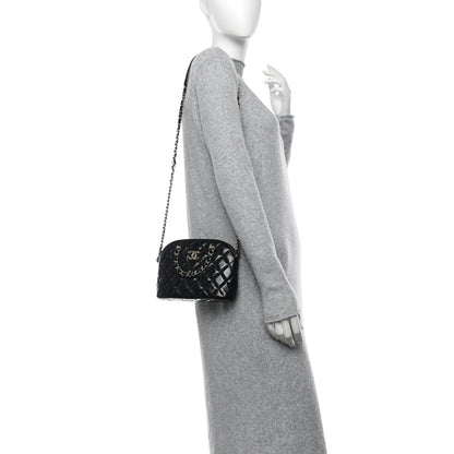 Chanel Shiny Lambskin Quilted Shiny Coco Clutch With Chain Black 2 of 11