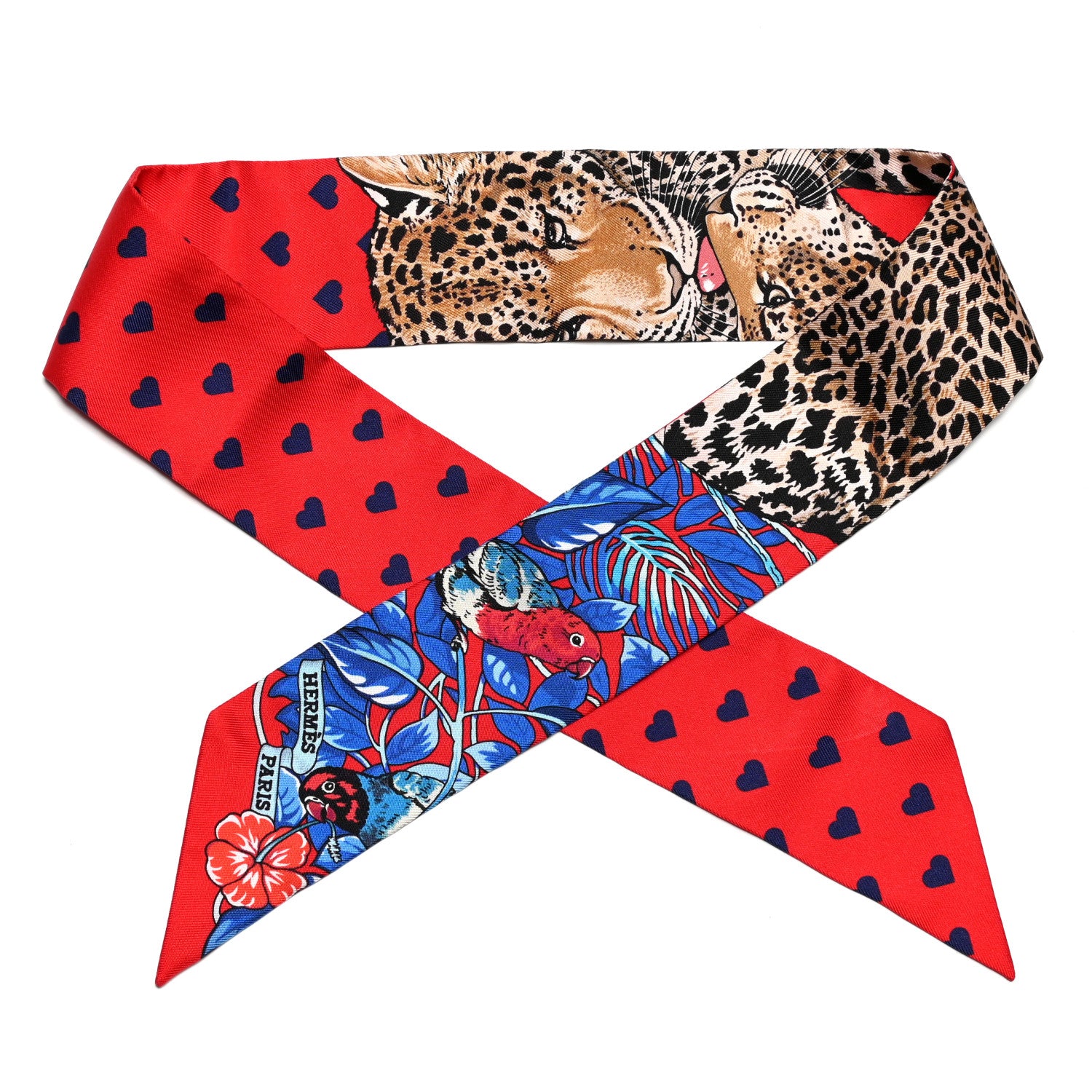 Hermes Silk Jungle Love Love Twilly Rouge Marine Fauve 1 of 4