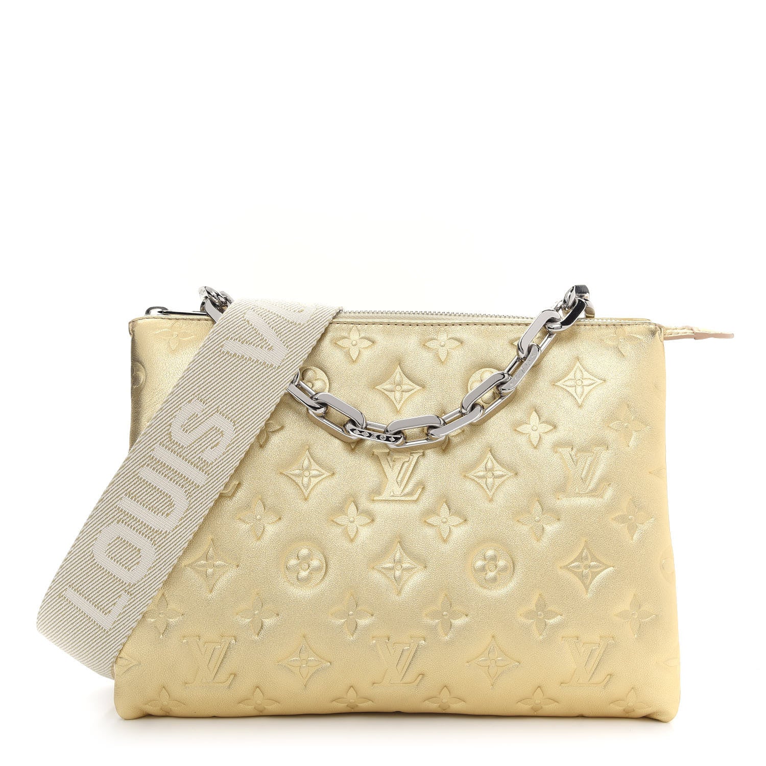 Louis Vuitton Lambskin Embossed Monogram Coussin PM Gold 1 of 5