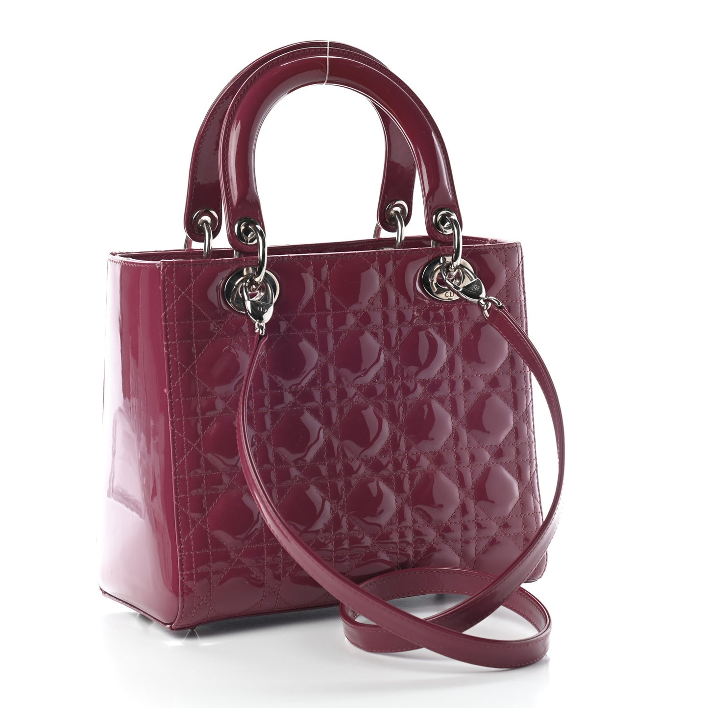 Patent Cannage Medium Lady Dior Dark Pink