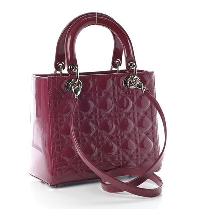 Christian Dior Patent Cannage Medium Lady Dior Dark Pink 3 of 9