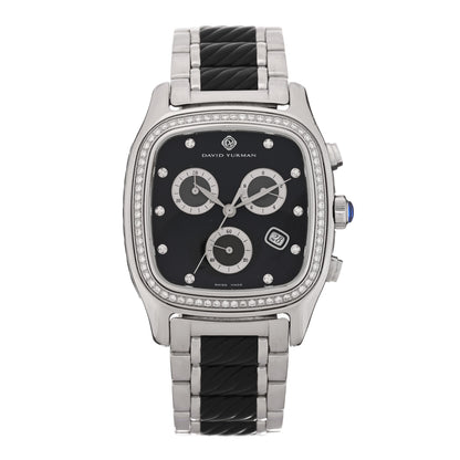 David Yurman Stainless Steel Rubber Diamond Bezel 35mm Thoroughbred Chronograph Quartz Watch Black 1 of 5