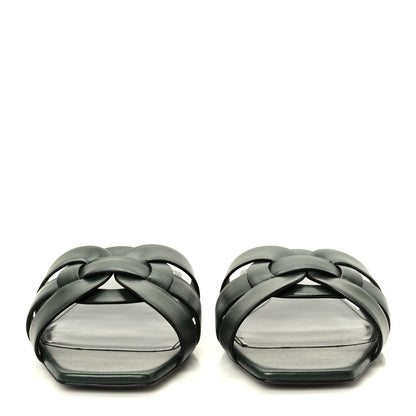 Saint Laurent Calfskin Tribute 05 Slide Sandals 41 Vert Fonce 3 of 10