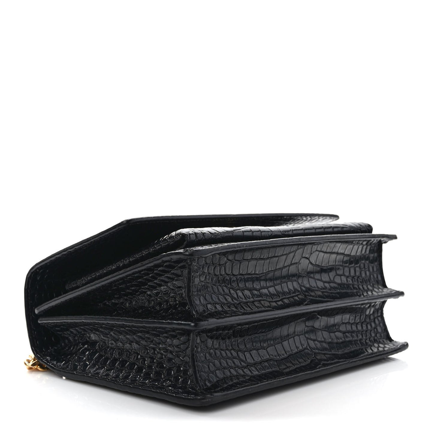 Calfskin Crocodile Embossed Medium Monogram Sunset Black