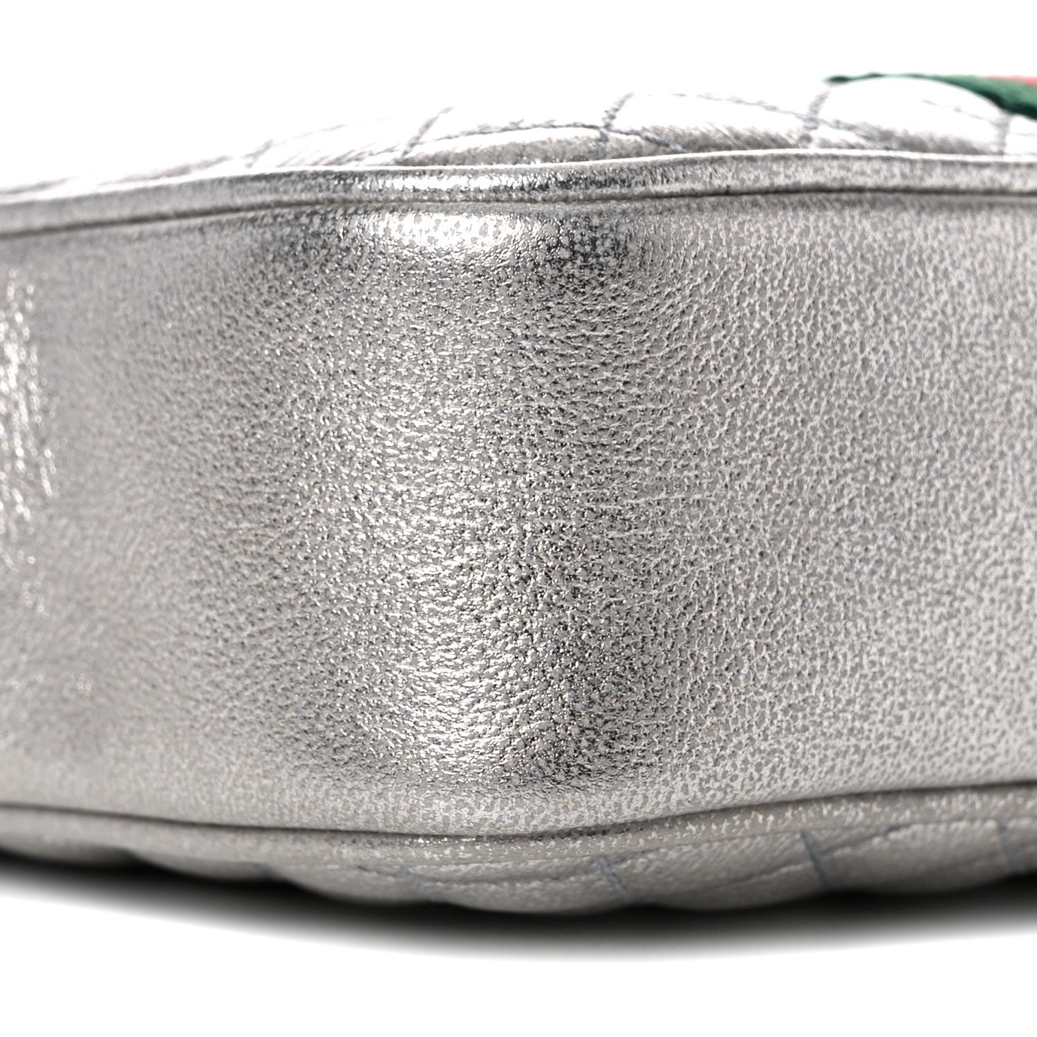 Gucci Laminated Nappa Web Trapuntata Mini GG Shoulder Bag Argento 7 of 8
