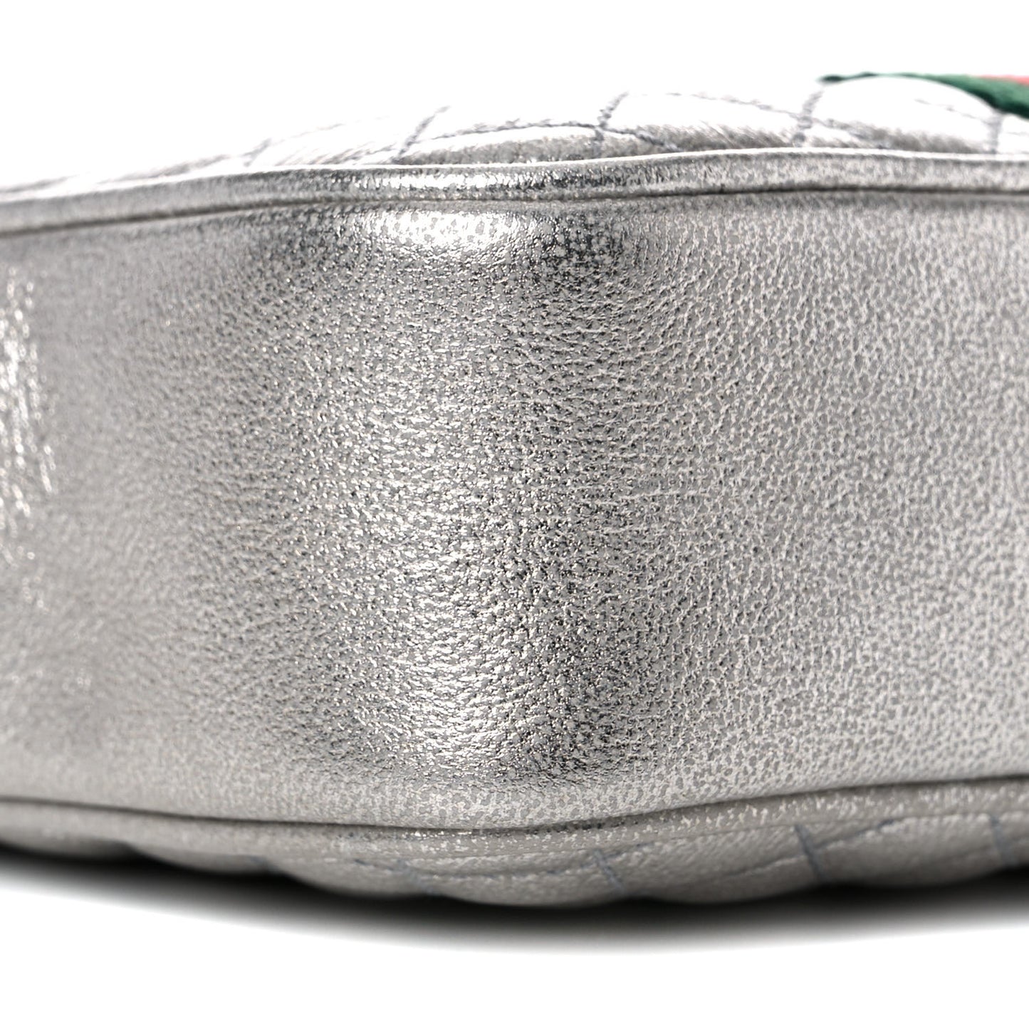 Laminated Nappa Web Trapuntata Mini GG Shoulder Bag Argento