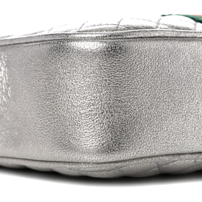 Gucci Laminated Nappa Web Trapuntata Mini GG Shoulder Bag Argento 7 of 8