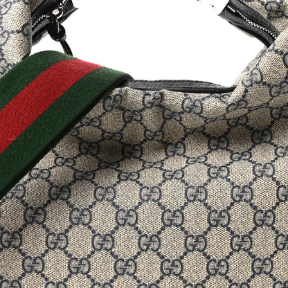 Gucci GG Supreme Monogram Textured Calfskin Web Large Attache Shoulder Bag Beige Blue 8 of 10