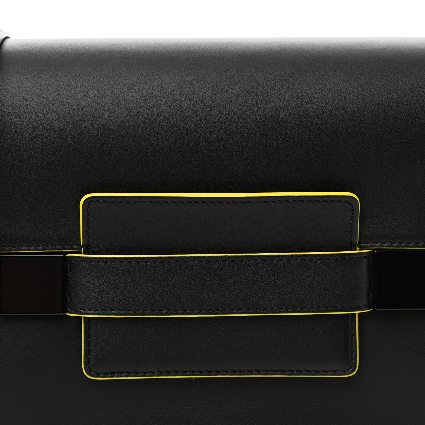 Supple Calfskin Madame Ruban Shoulder Bag Black Rainbow
