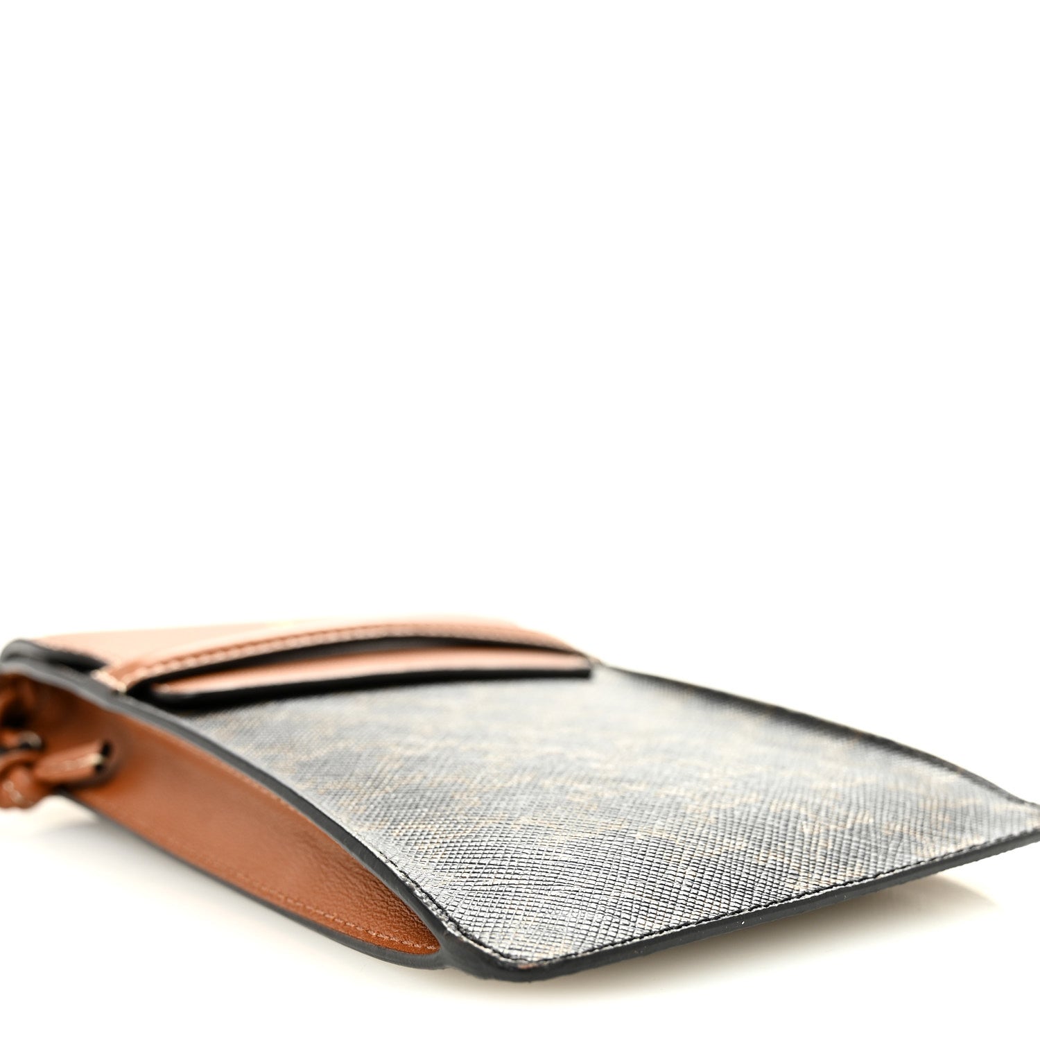 Celine Triomphe Canvas Lambskin Phone Pouch With Flap Tan 10 of 12