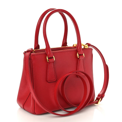 Prada Saffiano Mini Galleria Double Zip Tote Fuoco 3 of 8