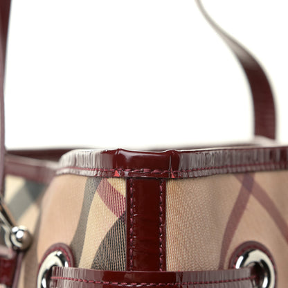 Burberry Supernova Check Drawstring Tote Berry Red 26 of 27