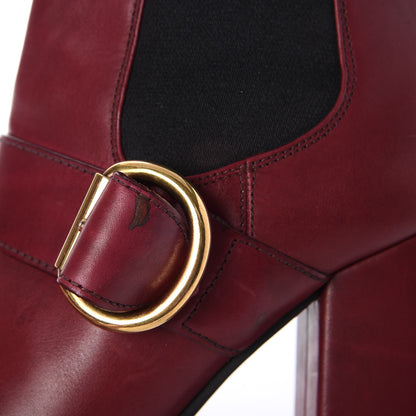 Prada Calfskin Cap Toe Chelsea Boots 38 Amaranto 12 of 14