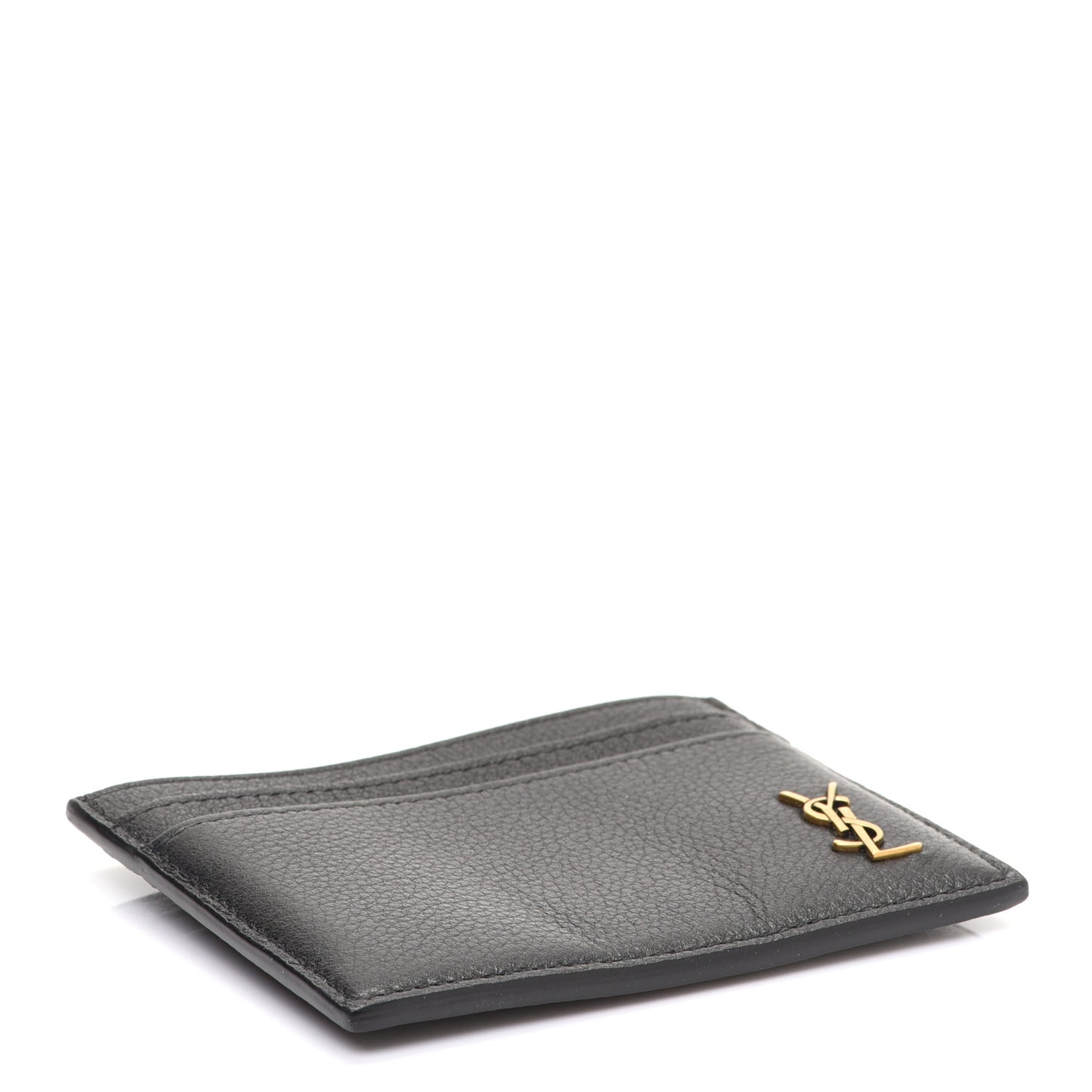 Calfskin Tiny Cassandre Credit Card Case Black