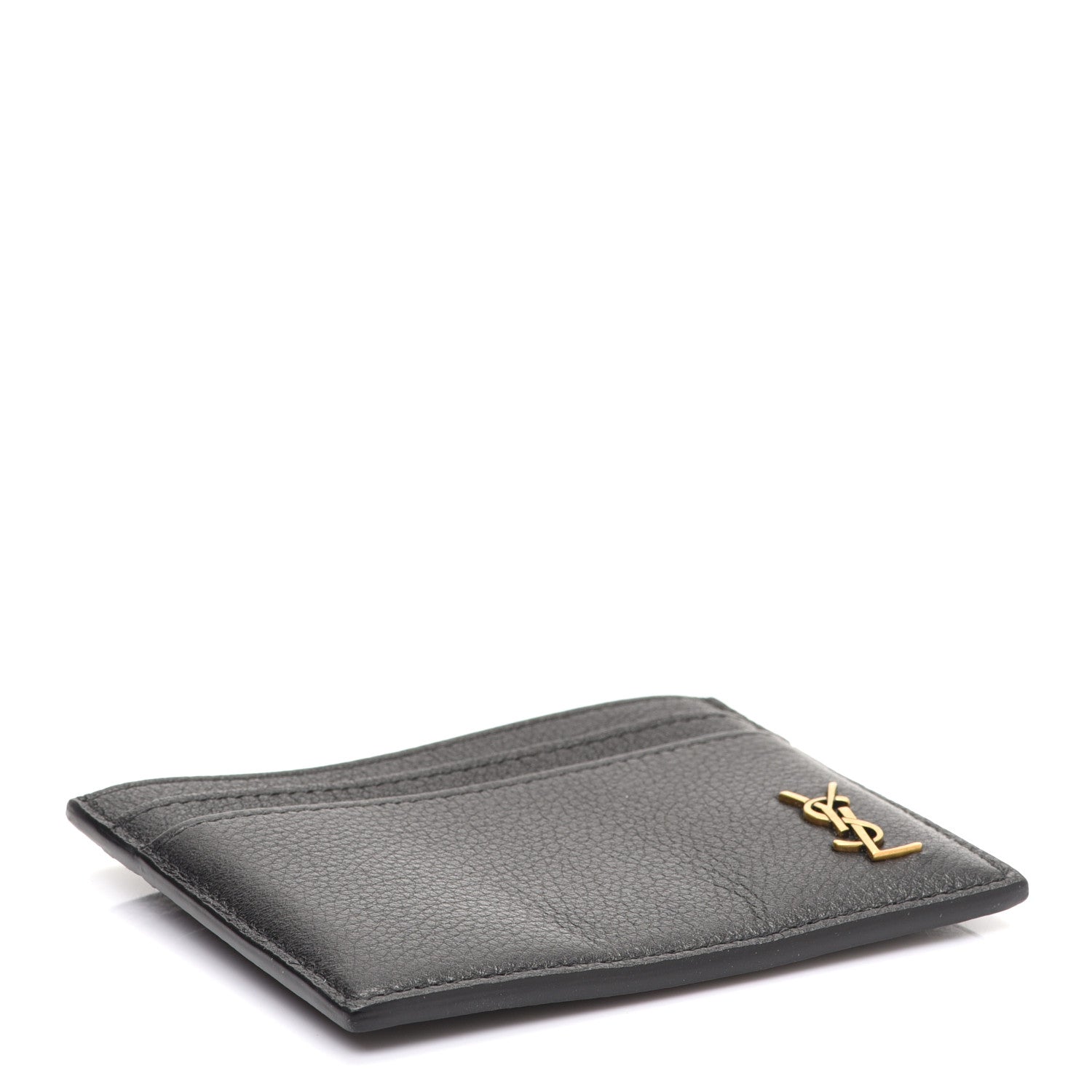 Saint Laurent Calfskin Tiny Cassandre Credit Card Case Black 4 of 8