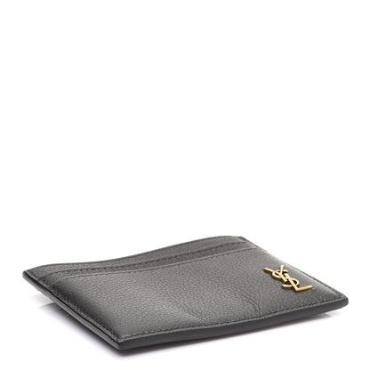 Saint Laurent Calfskin Tiny Cassandre Credit Card Case Black 4 of 8