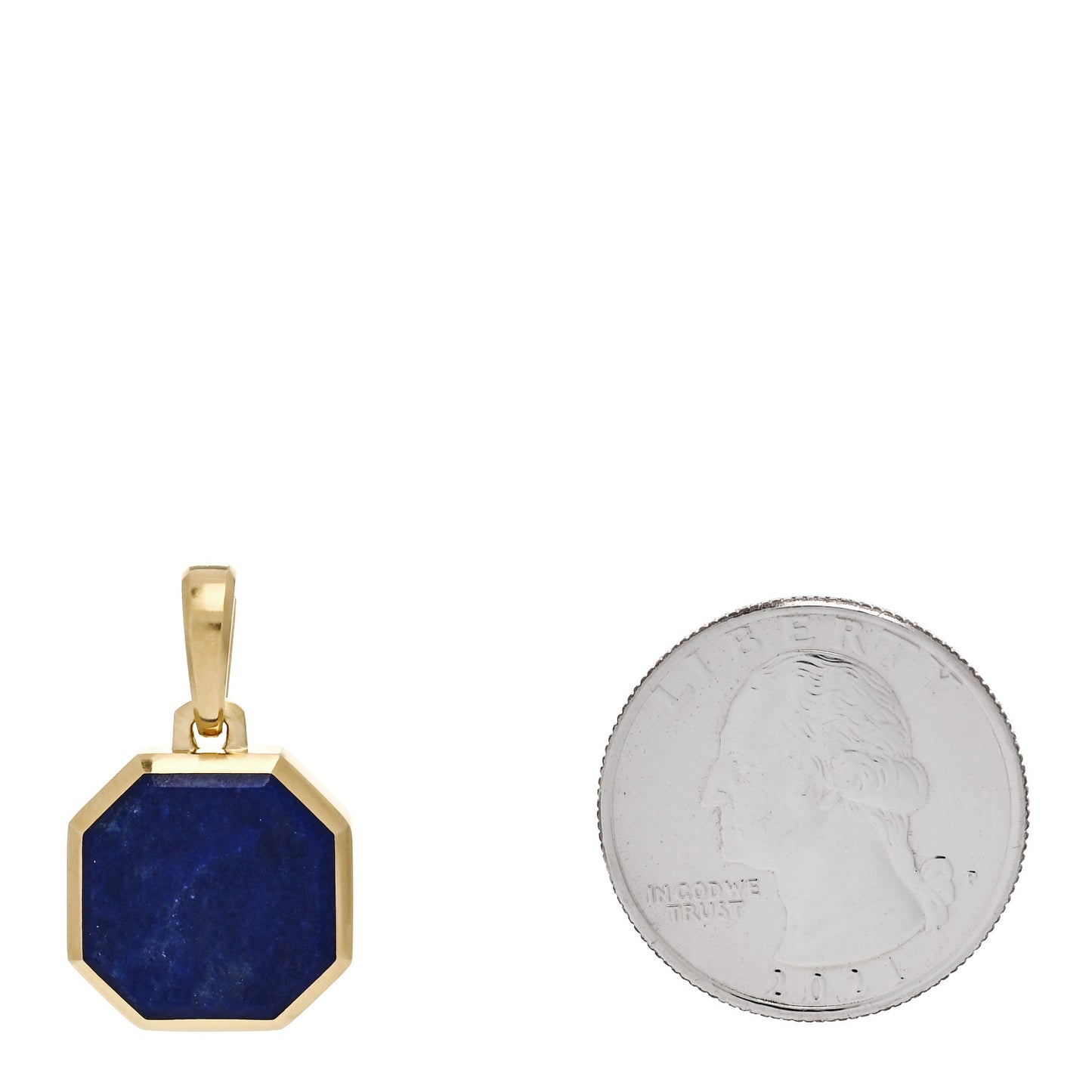 18K Yellow Gold Lapis 16mm Faceted Amulet Pendant