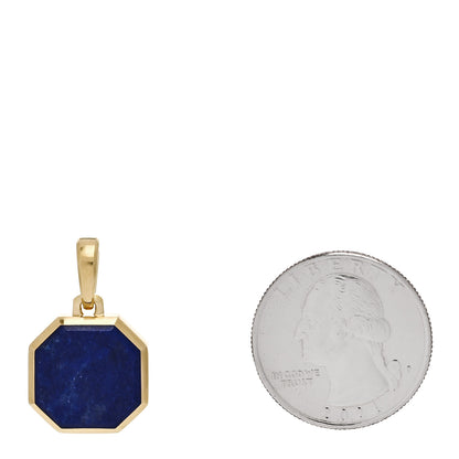 David Yurman 18K Yellow Gold Lapis 16mm Faceted Amulet Pendant 2 of 4