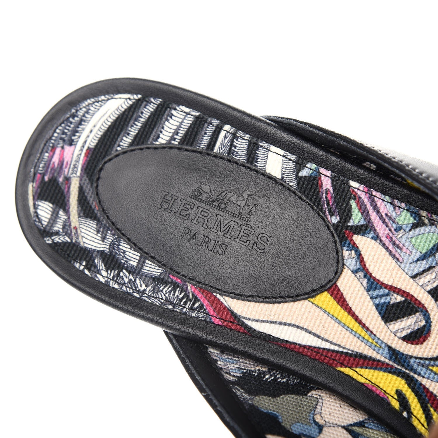 Hermes Calfskin Nappa Oz Mules 37.5 Naturel Black Multicolore 8 of 9