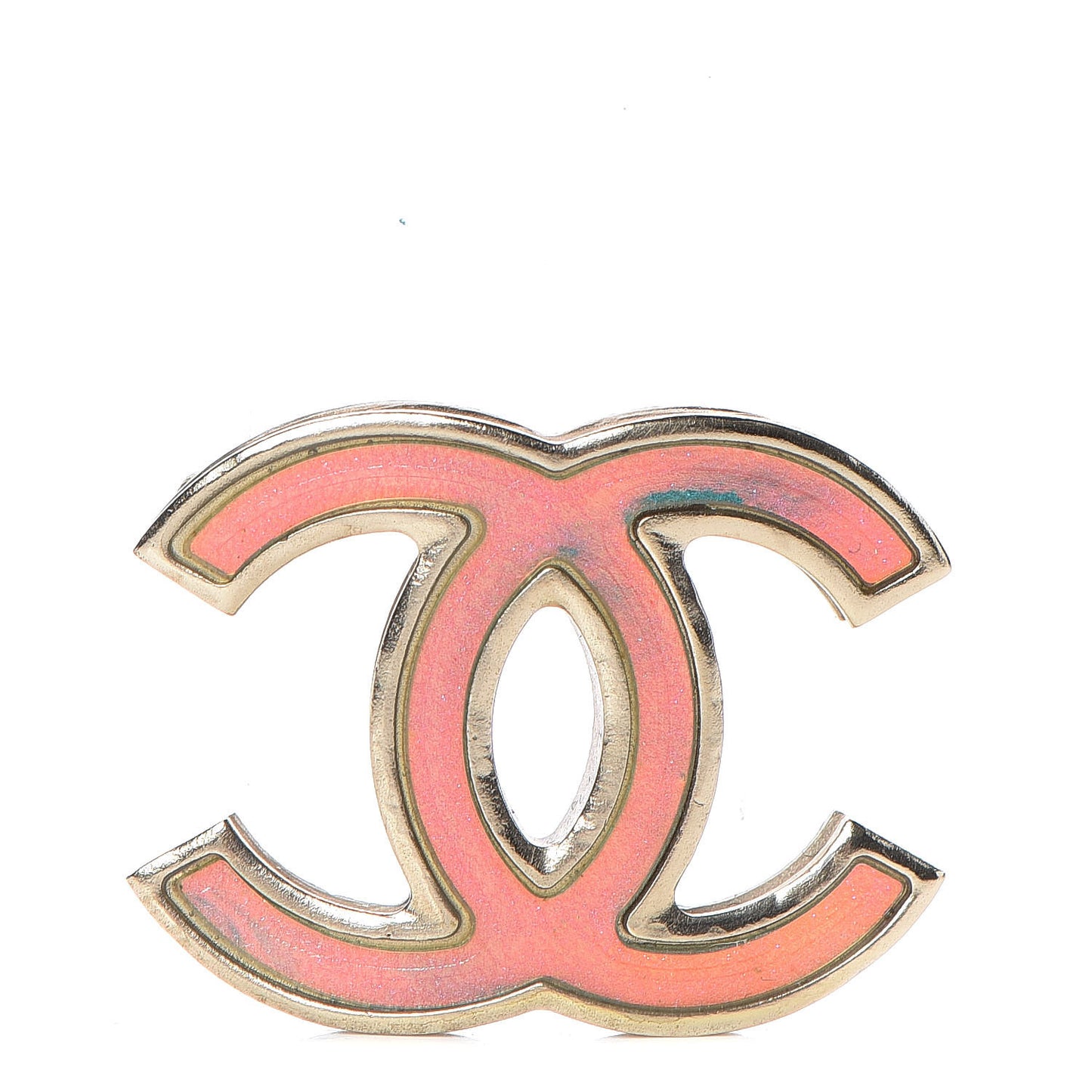 Iridescent CC Brooch Gold Pink