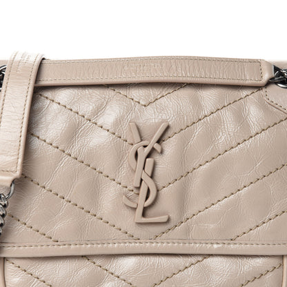 Saint Laurent Crinkled Calfskin Matelasse Monogram Baby Niki Chain Satchel Light Taupe 11 of 11