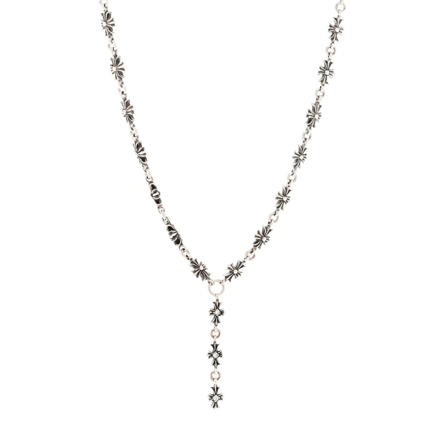Sterling Silver Diamond Tiny Cross Link Necklace