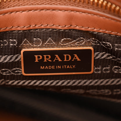 Prada Jacquard Saffiano Triangolo Symbole Embroidered Small Tote Tobacco Talco 6 of 12