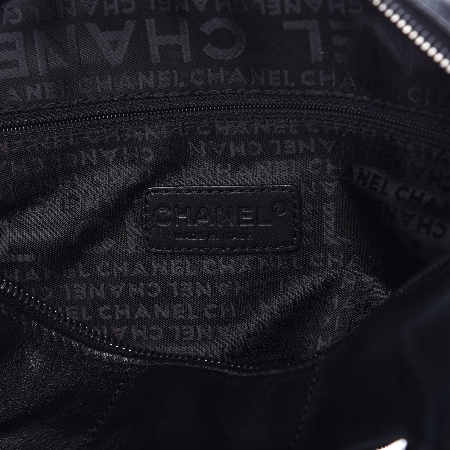 Lambskin Square Stitched Large Tote Black