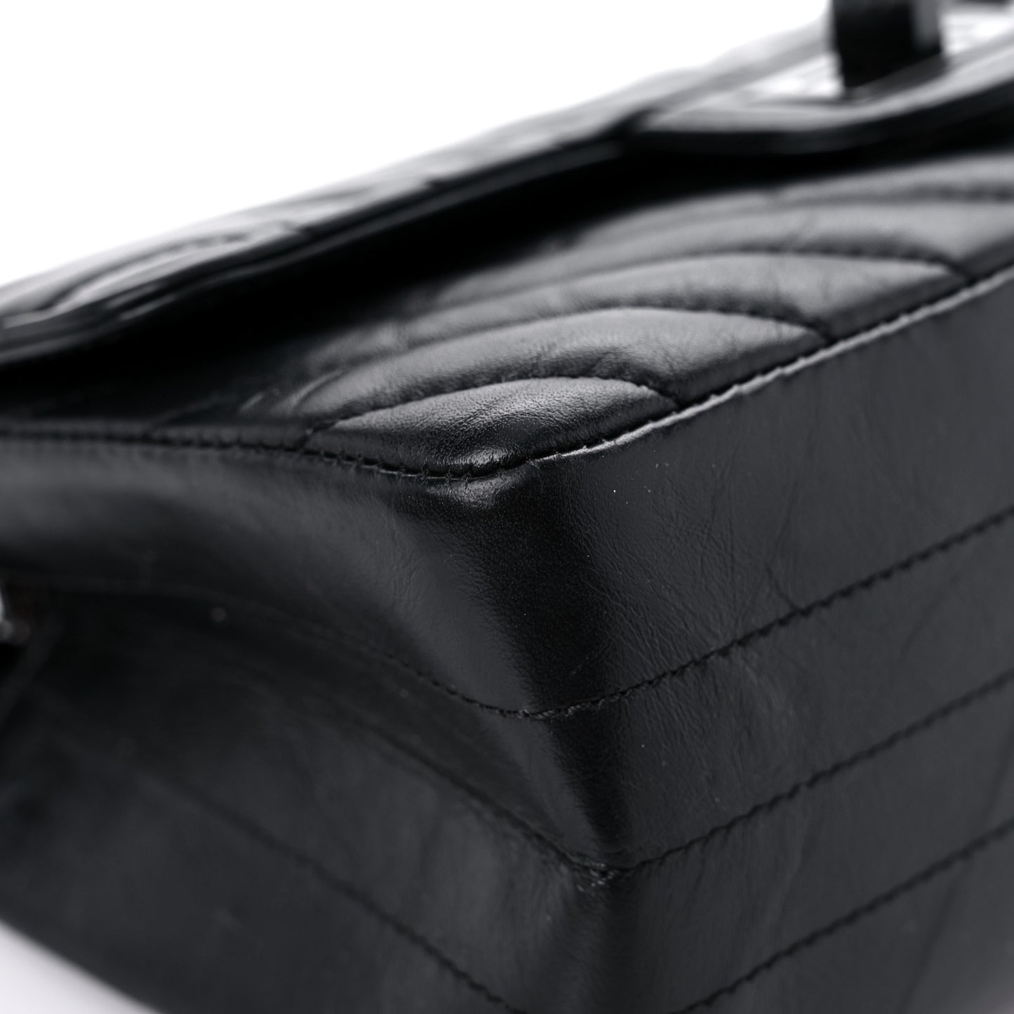 Aged Calfskin Chevron Quilted 2.55 Reissue Mini Flap So Black