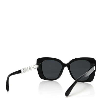 Chanel Acetate Strass Square Sunglasses 5422-B Black White 4 of 7