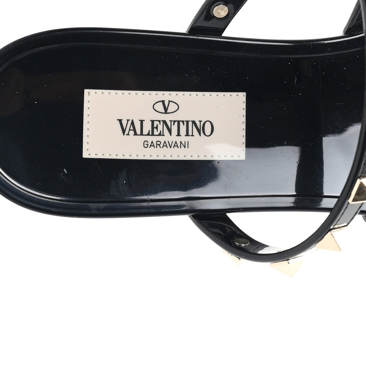 Valentino Garavani PVC Jelly Rockstud Caged Flat Thong Sandals 38 Black 8 of 9