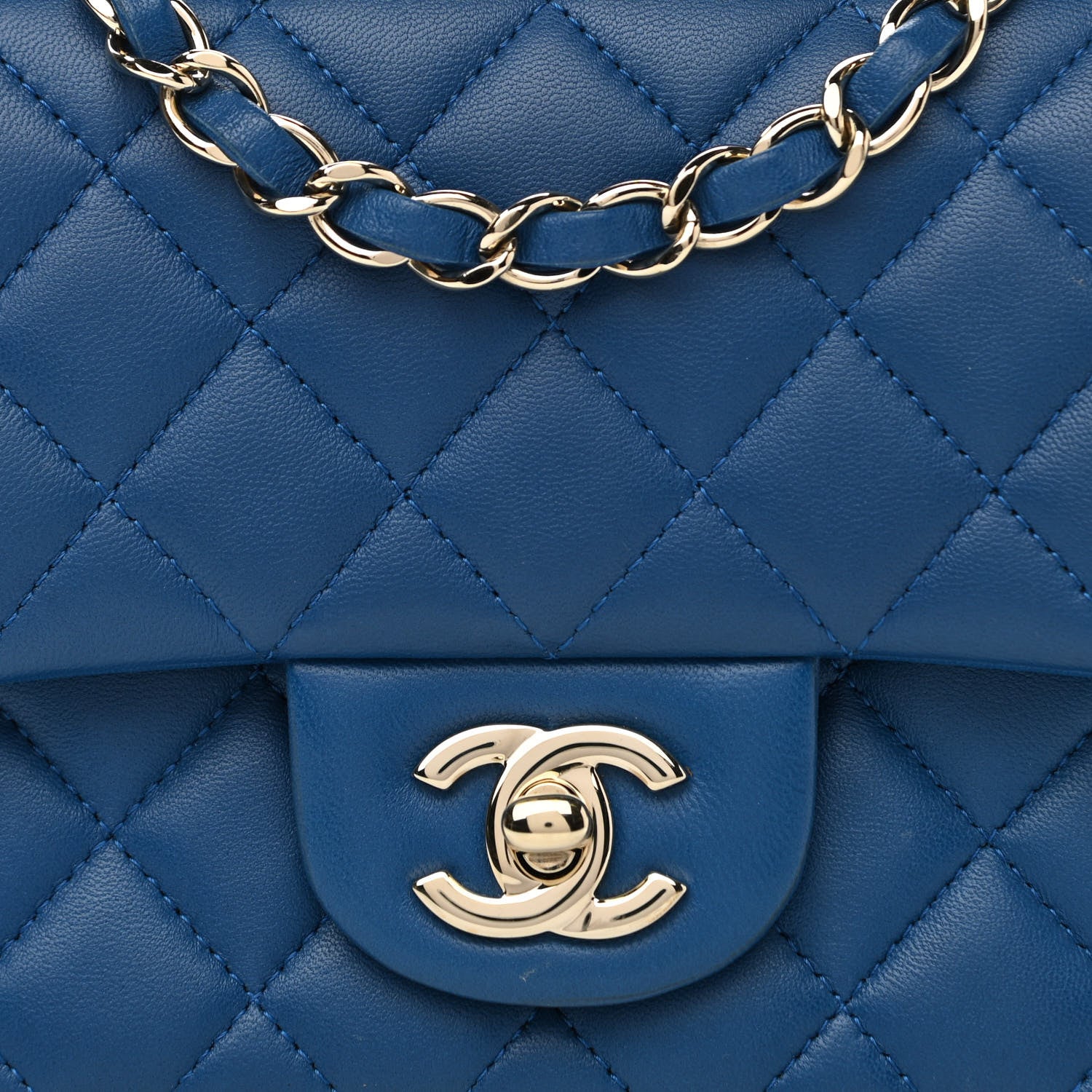 Chanel Lambskin Quilted Mini Square Flap Blue 8 of 10