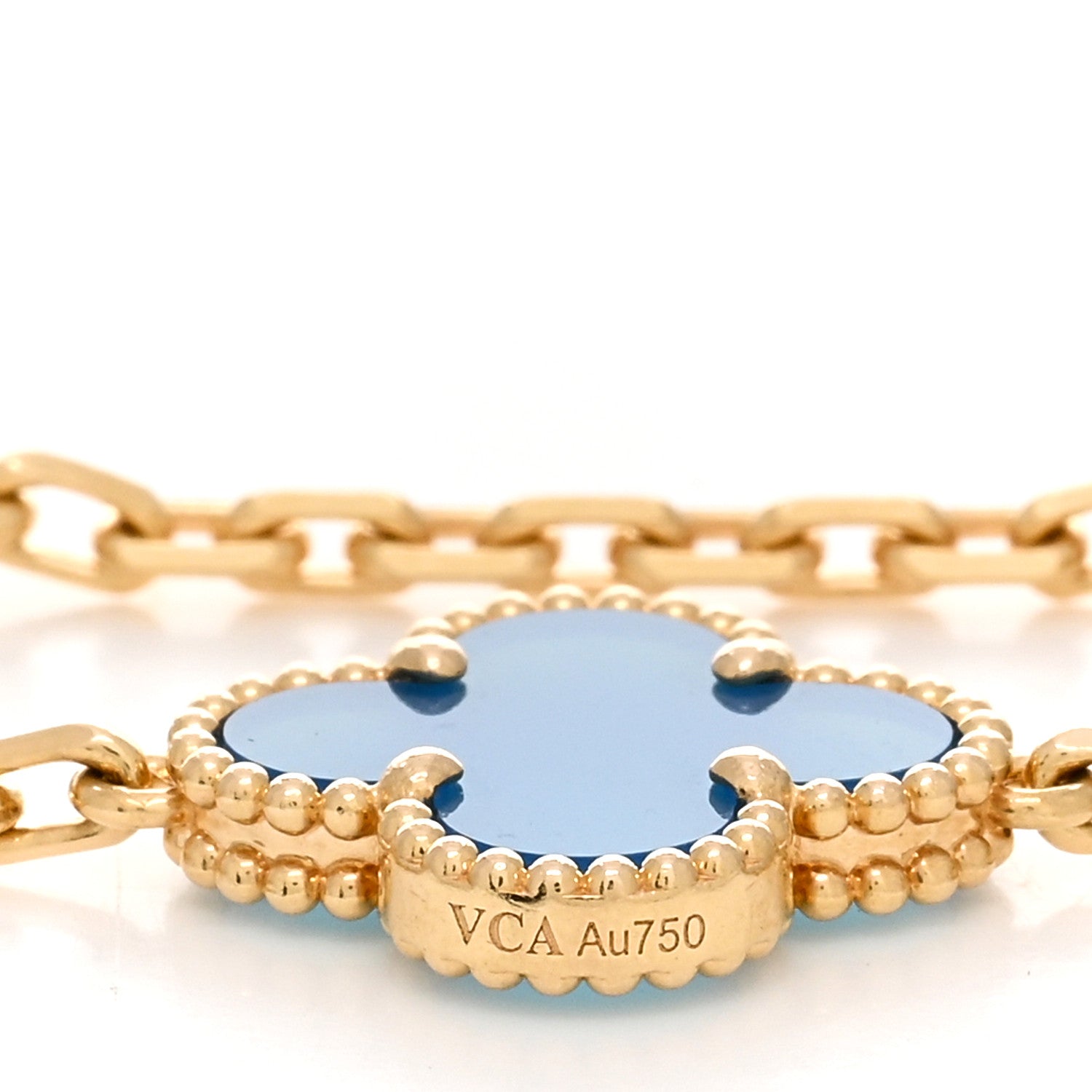 Van Cleef & Arpels 18K Yellow Gold Blue Agate 5 Motifs Vintage Alhambra Bracelet 3 of 5