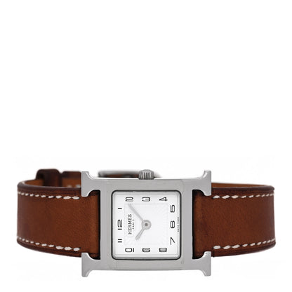 Hermes Stainless Steel Barenia 21mm Heure H Hour Quartz Watch Fauve 2 of 5