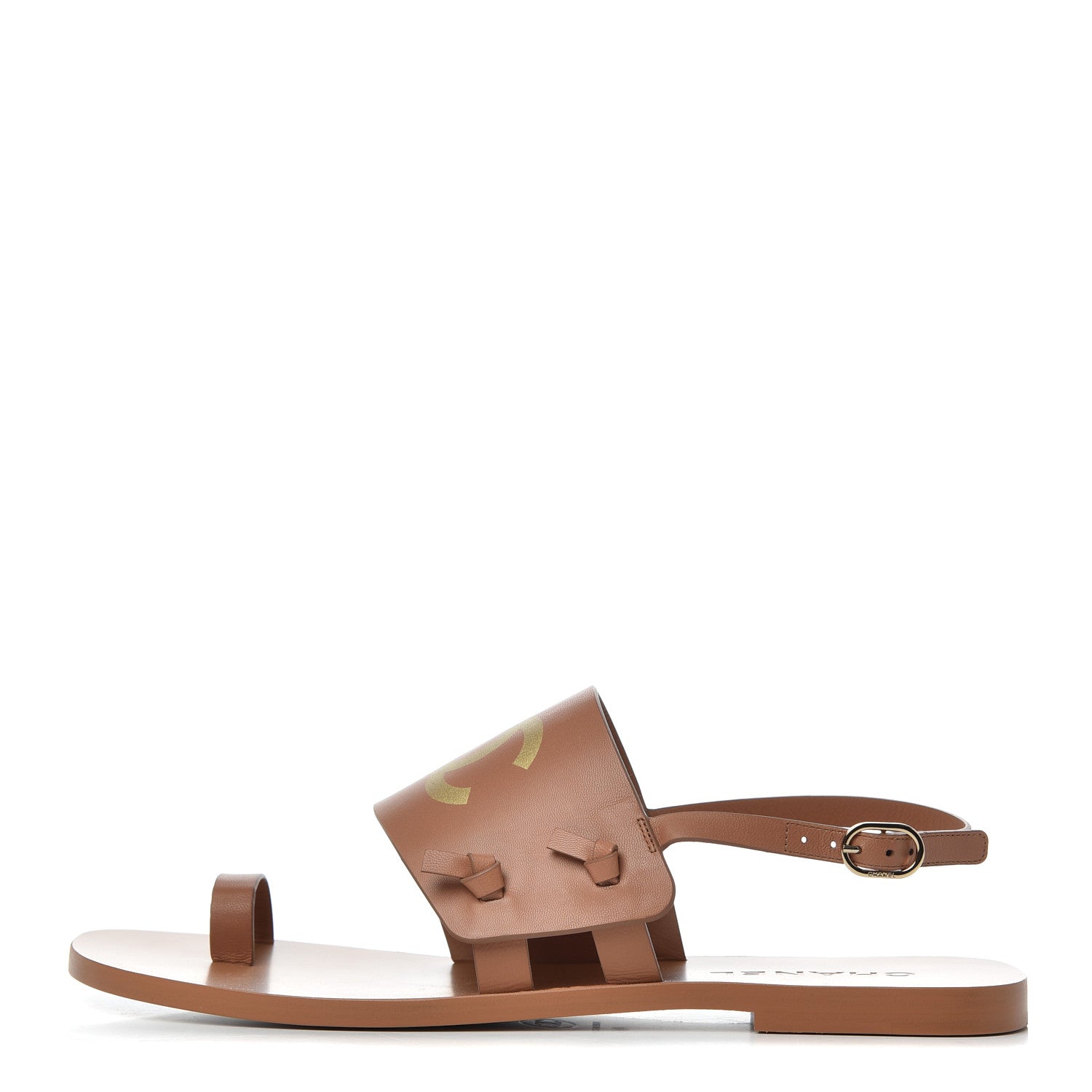 Chanel Goatskin CC Sandals 40 Brown 1 of 11