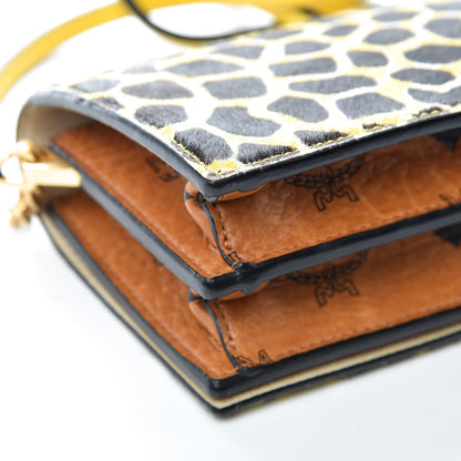 MCM Visetos Calf Hair Giraffe Print Cross Body Yellow 13 of 16