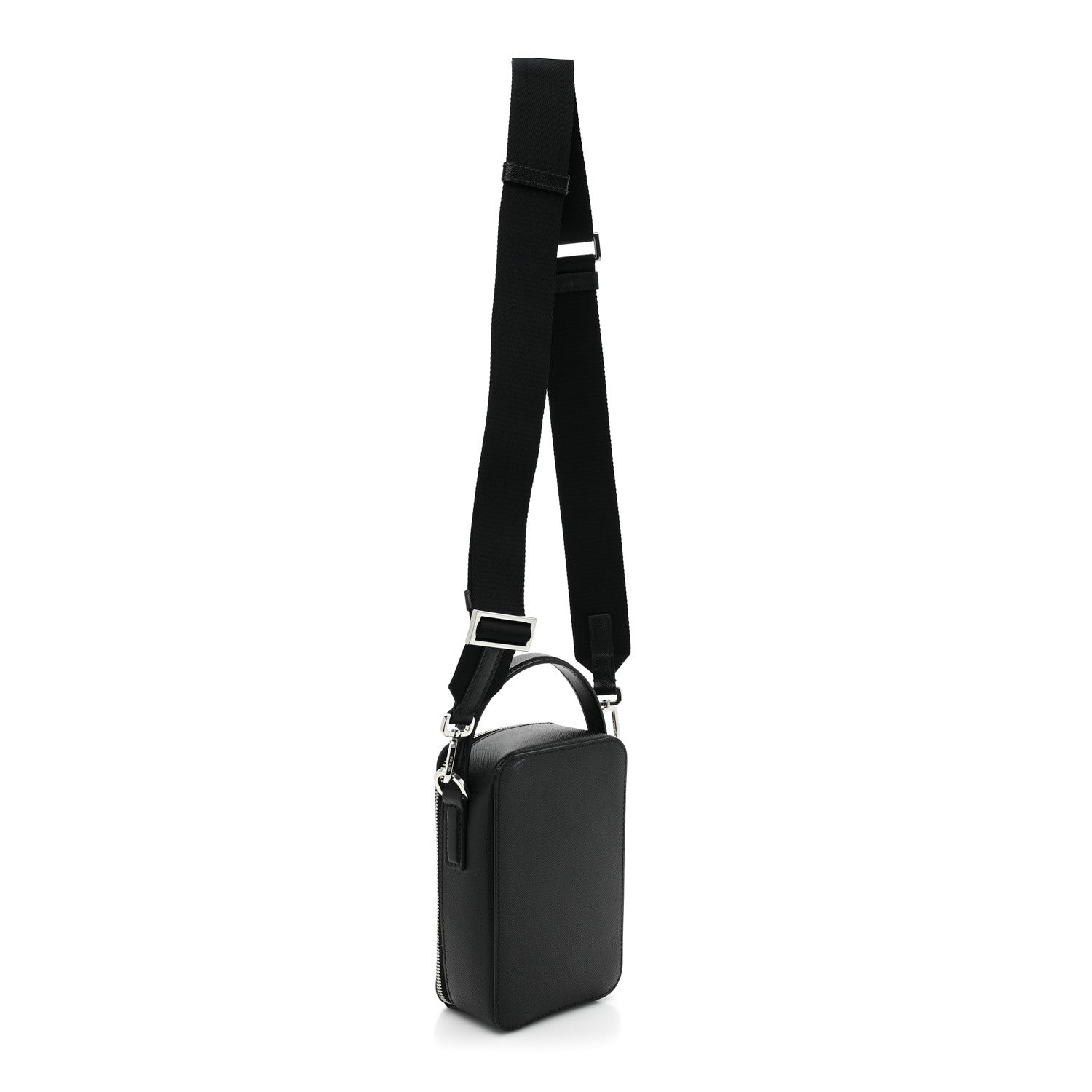 Prada Saffiano Travel Brique Crossbody Messenger Bag Black 3 of 9