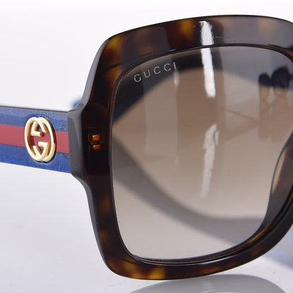 Gucci Oversize Square Web GG 0036S Sunglasses Tortoise 5 of 7