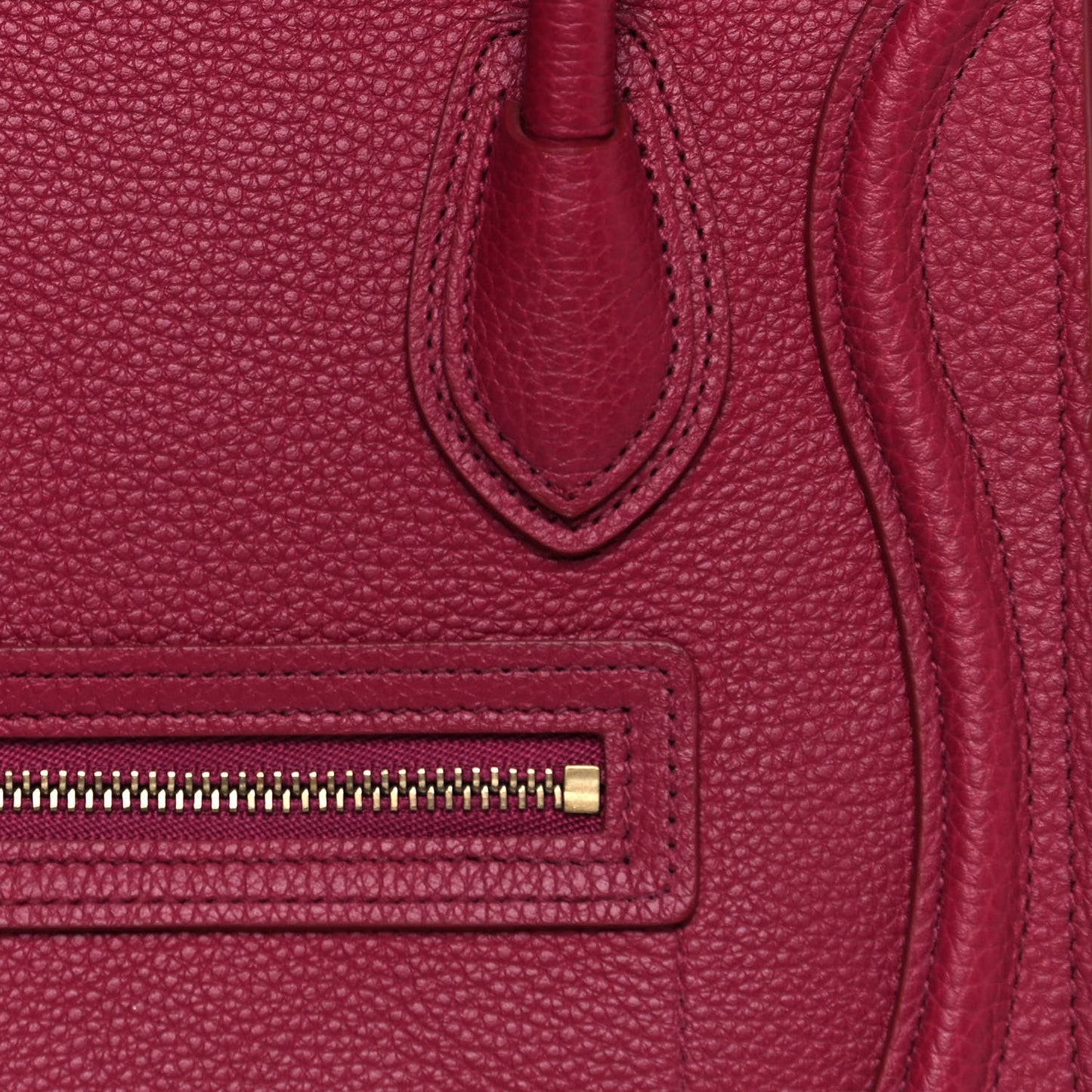 Drummed Calfskin Nano Luggage Rasberry